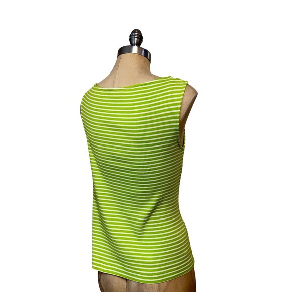 Lilly Pulitzer Sleeveless Green & White Striped Knit Top Size Small - Picture 3 of 4